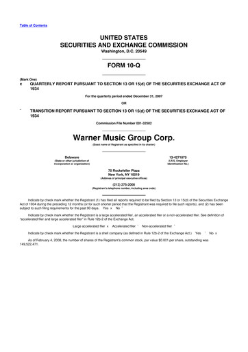 Vorschaubild Warner Music Group
 10-Q Quartalsbericht  