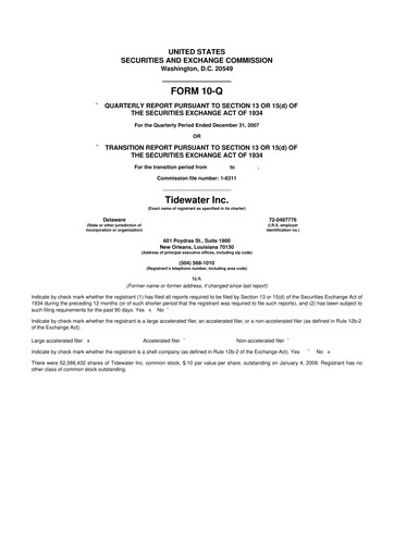 Thumbnail Tidewater 10-Q Quarterly Report FY 