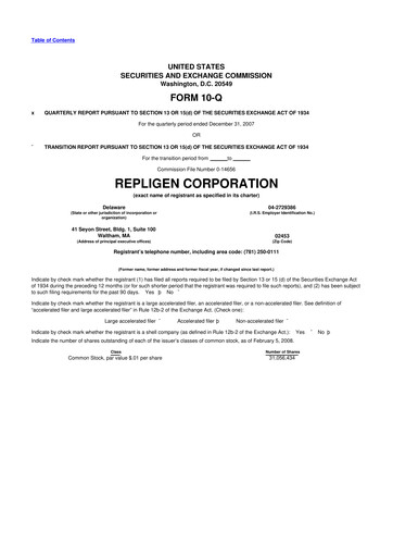 Miniature Repligen
 10-Q Rapport trimestriel  