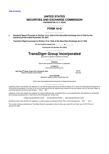 Thumbnail TransDigm Group 10-Q Quarterly Report FY 