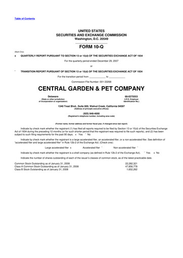 Miniature Central Garden & Pet 10-Q Rapport trimestriel  