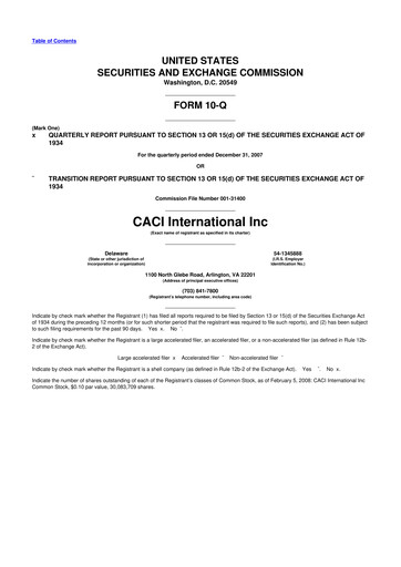Thumbnail CACI International Inc 10-Q Quarterly Report FY 