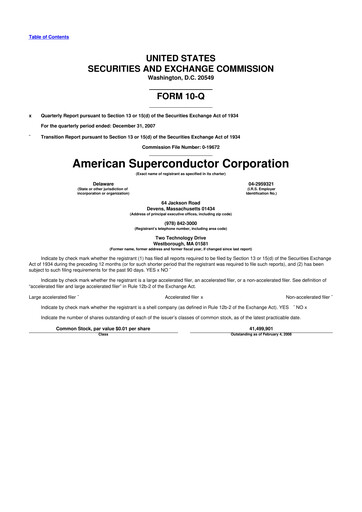 Vorschaubild American Superconductor Corporation 10-Q Quartalsbericht  