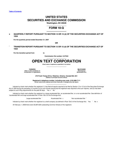 Thumbnail OpenText 10-Q Quarterly Report FY 