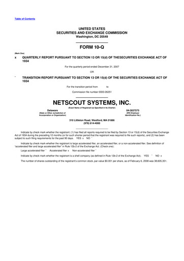 Thumbnail NETSCOUT 10-Q Quarterly Report FY 