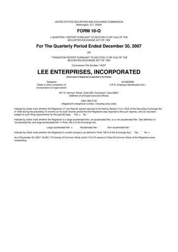 Thumbnail Lee Enterprises
 10-Q Quarterly Report FY 