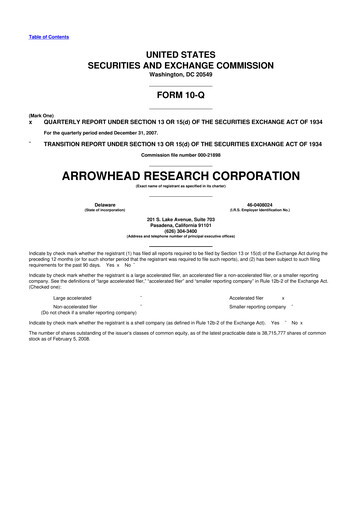 Thumbnail Arrowhead Pharmaceuticals
 10-Q Quarterly Report FY 