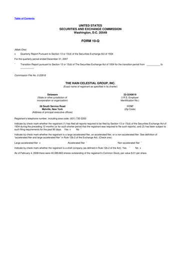 Thumbnail Hain Celestial 10-Q Quarterly Report FY 