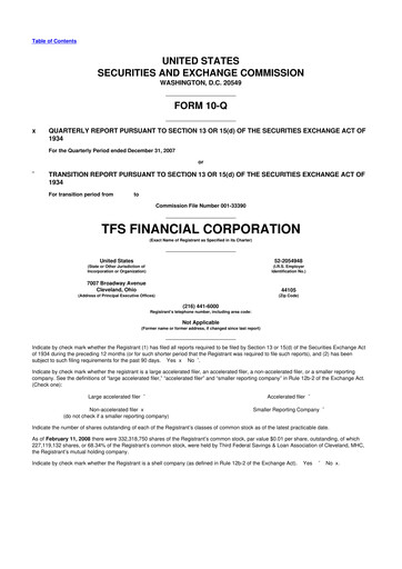 Thumbnail TFS Financial 10-Q Quarterly Report FY 