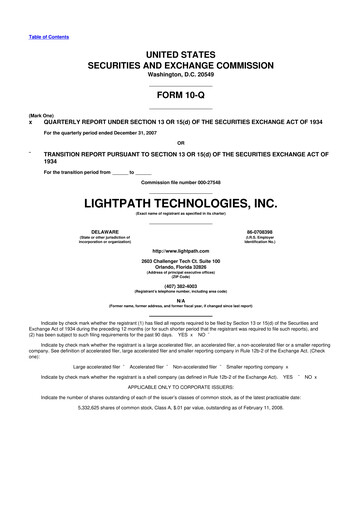 Vorschaubild LightPath Technologies 10-Q Quartalsbericht  