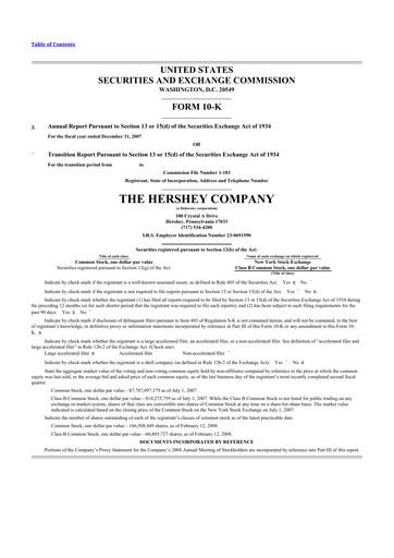 Thumbnail The Hershey Company 10-K Annual Report 