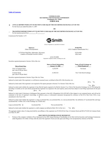 Thumbnail A. O. Smith 10-K Annual Report 