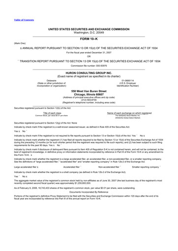 Vorschaubild Huron Consulting 10-K Jahresbericht 