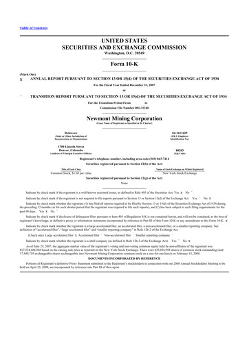 Thumbnail Newmont 10-K Annual Report 