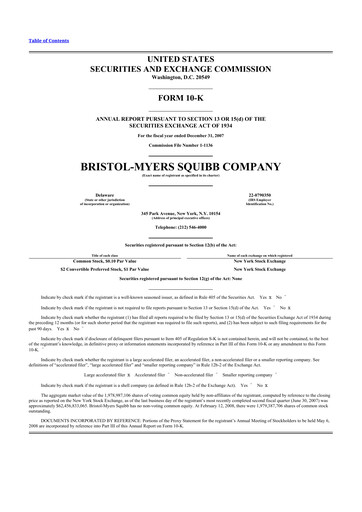 Miniature Bristol-Myers Squibb 10-K Rapport annuel 