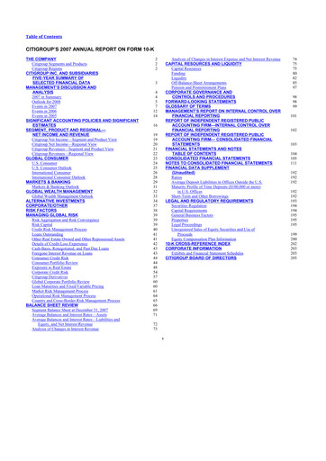 Miniature Citigroup 10-K Rapport annuel 