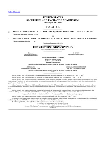 Thumbnail Western Union 10-K Annual Report 