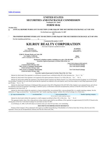 Thumbnail Kilroy Realty 10-K Annual Report 
