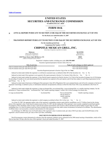 Thumbnail Chipotle Mexican Grill 10-K Annual Report 