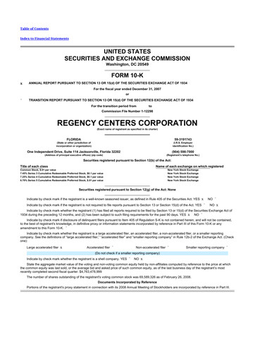 Vorschaubild Regency Centers
 10-K Jahresbericht 