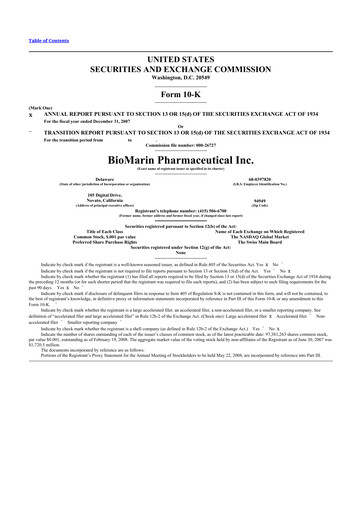 Thumbnail BioMarin Pharmaceutical 10-K Annual Report 