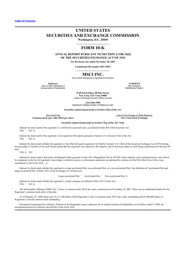 Thumbnail MSCI 10-K Annual Report 