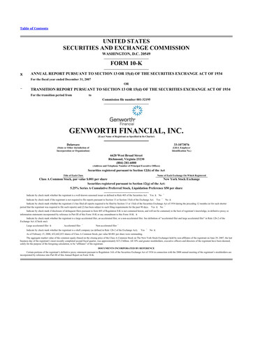 Thumbnail Genworth Financial
 10-K Annual Report 