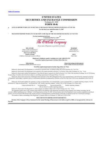 Thumbnail Coca-Cola 10-K Annual Report 