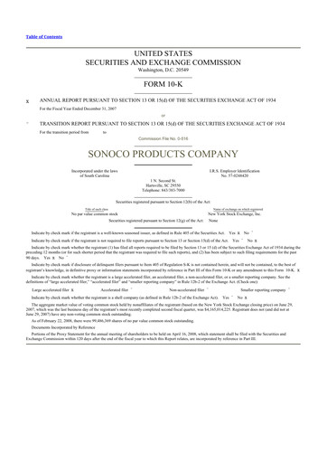 Thumbnail Sonoco 10-K Annual Report 