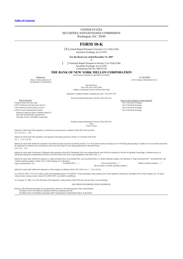 Miniature BNY Mellon (Bank of New York Mellon) 10-K Rapport annuel 