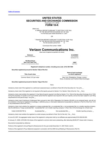 Thumbnail Verizon 10-K Annual Report 