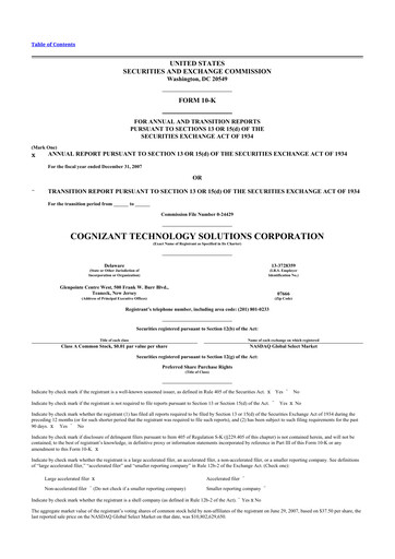 Thumbnail Cognizant Technology Solutions  10-K Annual Report 