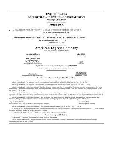Thumbnail American Express 10-K Annual Report 