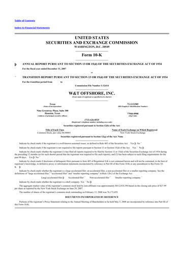 Thumbnail W&T Offshore 10-K Annual Report 