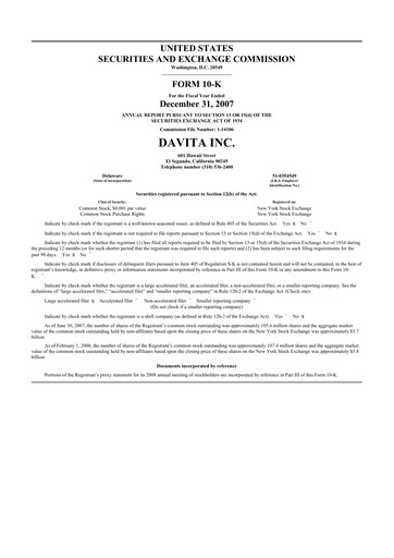 Thumbnail DaVita 10-K Annual Report 