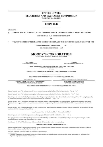 Thumbnail Moody's 10-K Annual Report 