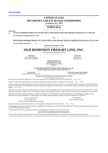 Thumbnail Old Dominion Freight Line
 10-K Annual Report 