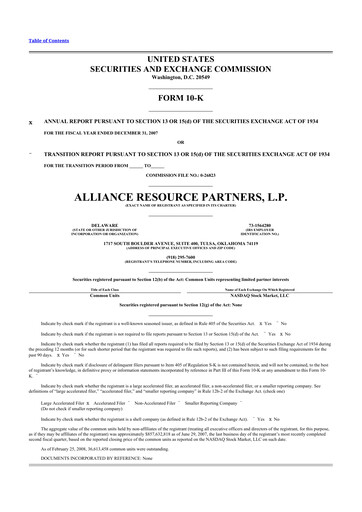 Thumbnail Alliance Resource Partners 10-K Annual Report 