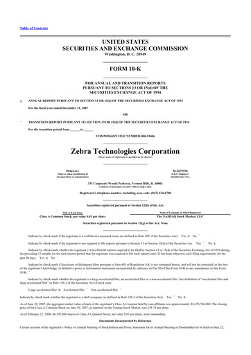 Thumbnail Zebra Technologies 10-K Annual Report 