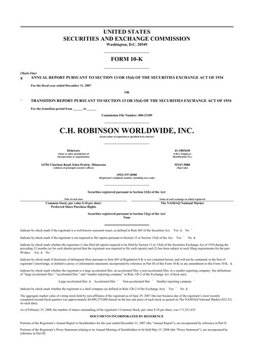 Thumbnail C. H. Robinson 10-K Annual Report 