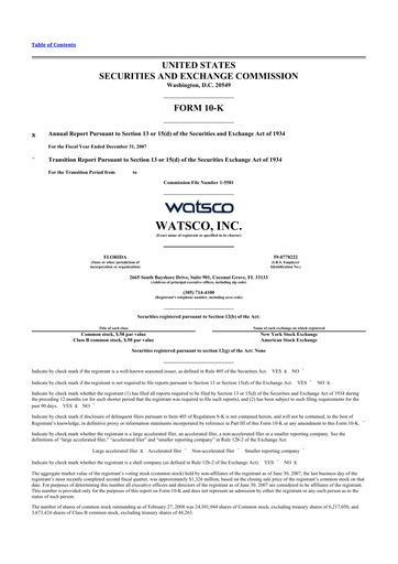 Miniature Watsco
 10-K Rapport annuel 