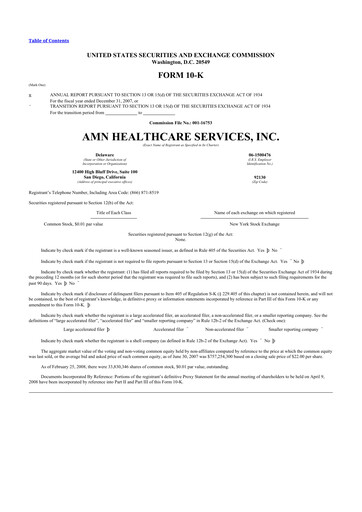 Thumbnail AMN Healthcare Services 10-K Annual Report 
