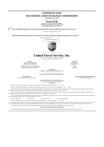 Thumbnail United Parcel Service 10-K Annual Report 