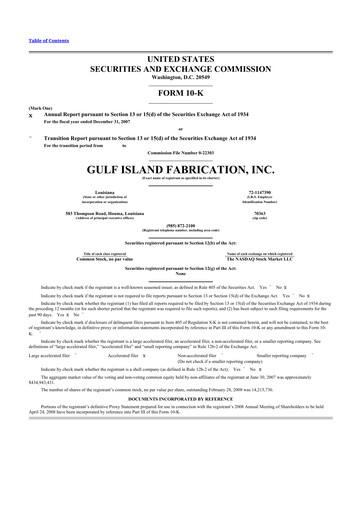 Thumbnail Gulf Island Fabrication
 10-K Annual Report 