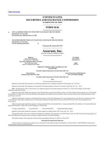 Thumbnail Assurant 10-K Annual Report 