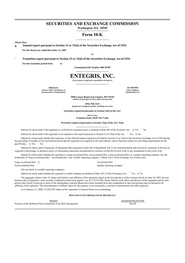 Thumbnail Entegris 10-K Annual Report 