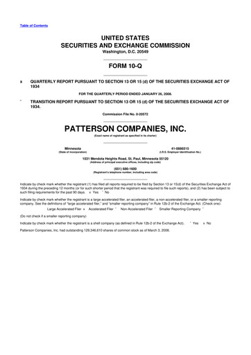 Thumbnail Patterson Companies
 10-Q Quarterly Report FY 