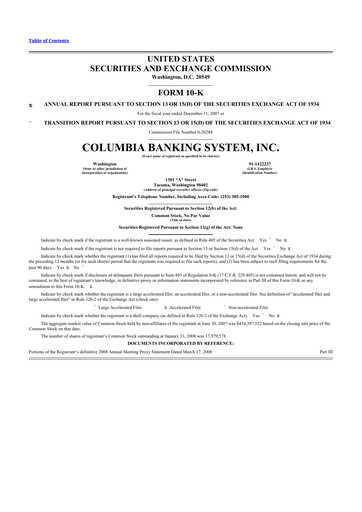 Thumbnail Columbia Banking System 10-K Annual Report 