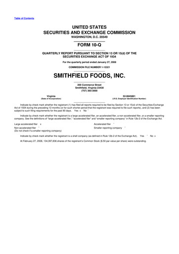 Thumbnail Smithfield Foods 10-Q Quarterly Report FY 