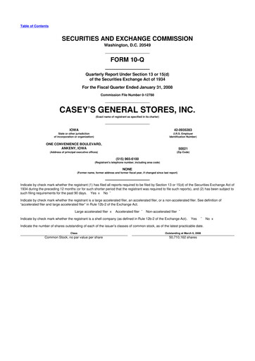 Thumbnail Casey's General Stores
 10-Q Quarterly Report FY 
